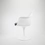 Saarinen Tulip Armchair White Brown Leather 1