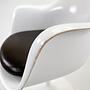 Saarinen Tulip Armchair White Brown Leather 4