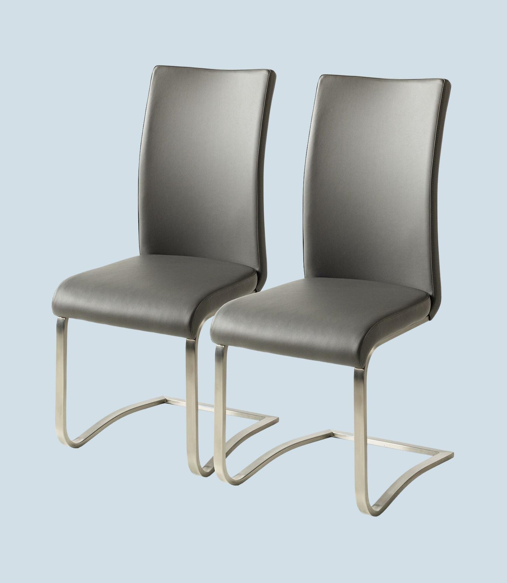 2x Freischwinger Lederimitat Grau  0