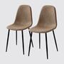 2x Upholstered chair with slender legs faux leather brown 0