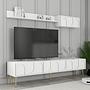 Lyon 2 TV-Schrank Holzfurnier Weiß Gold 3