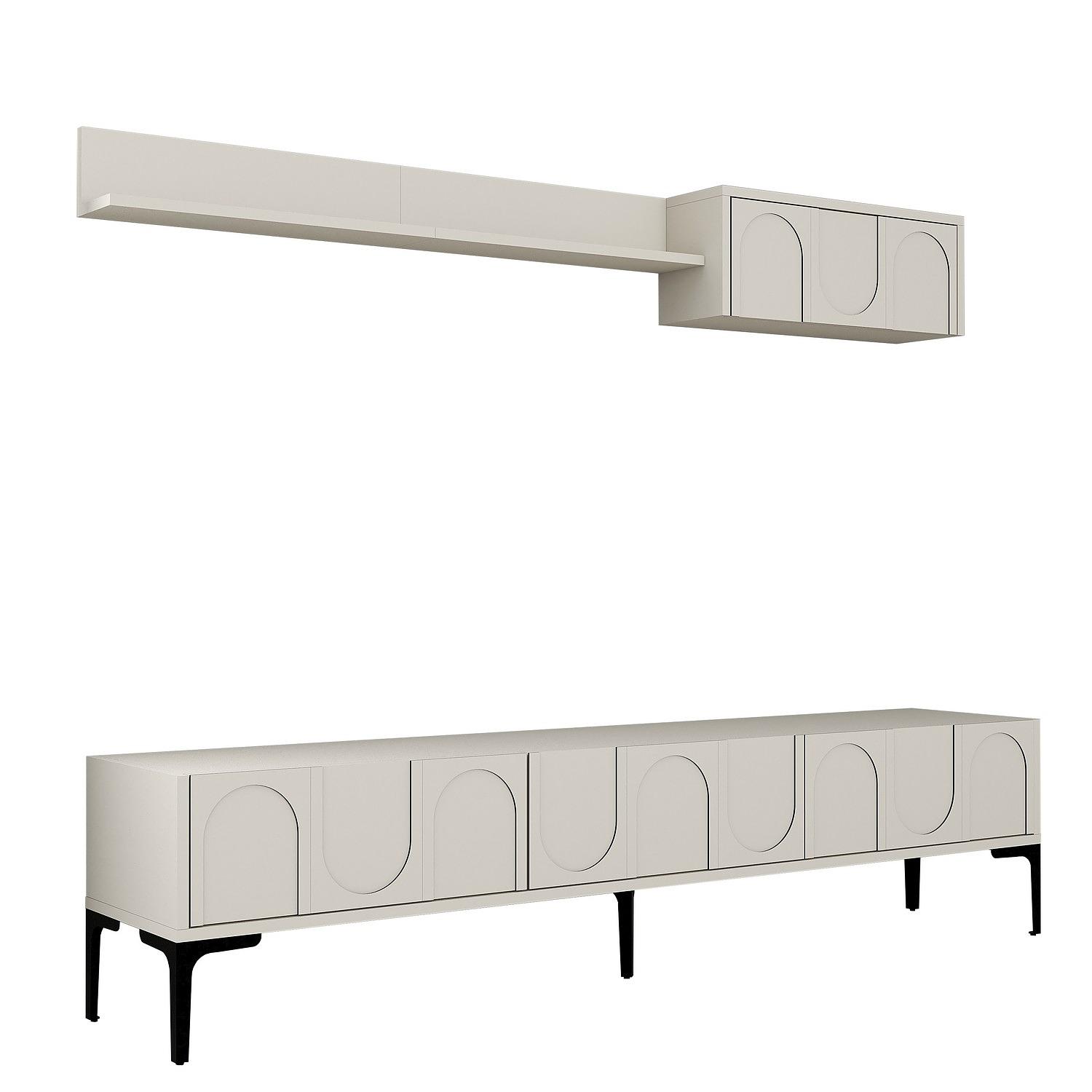 Lyon 2 TV-Schrank Holzfurnier Creme Schwarz 0