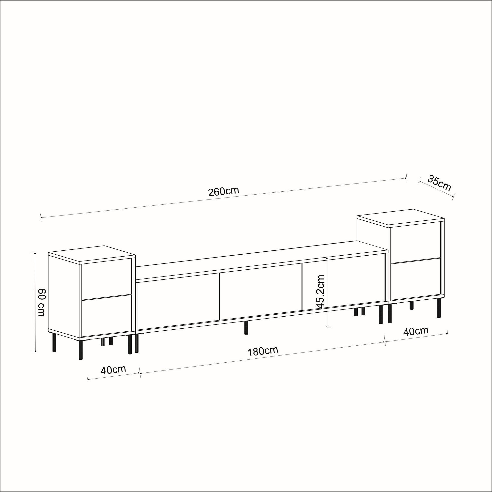 Imaj TV-Schrank Holzfurnier Weiß Gold 6