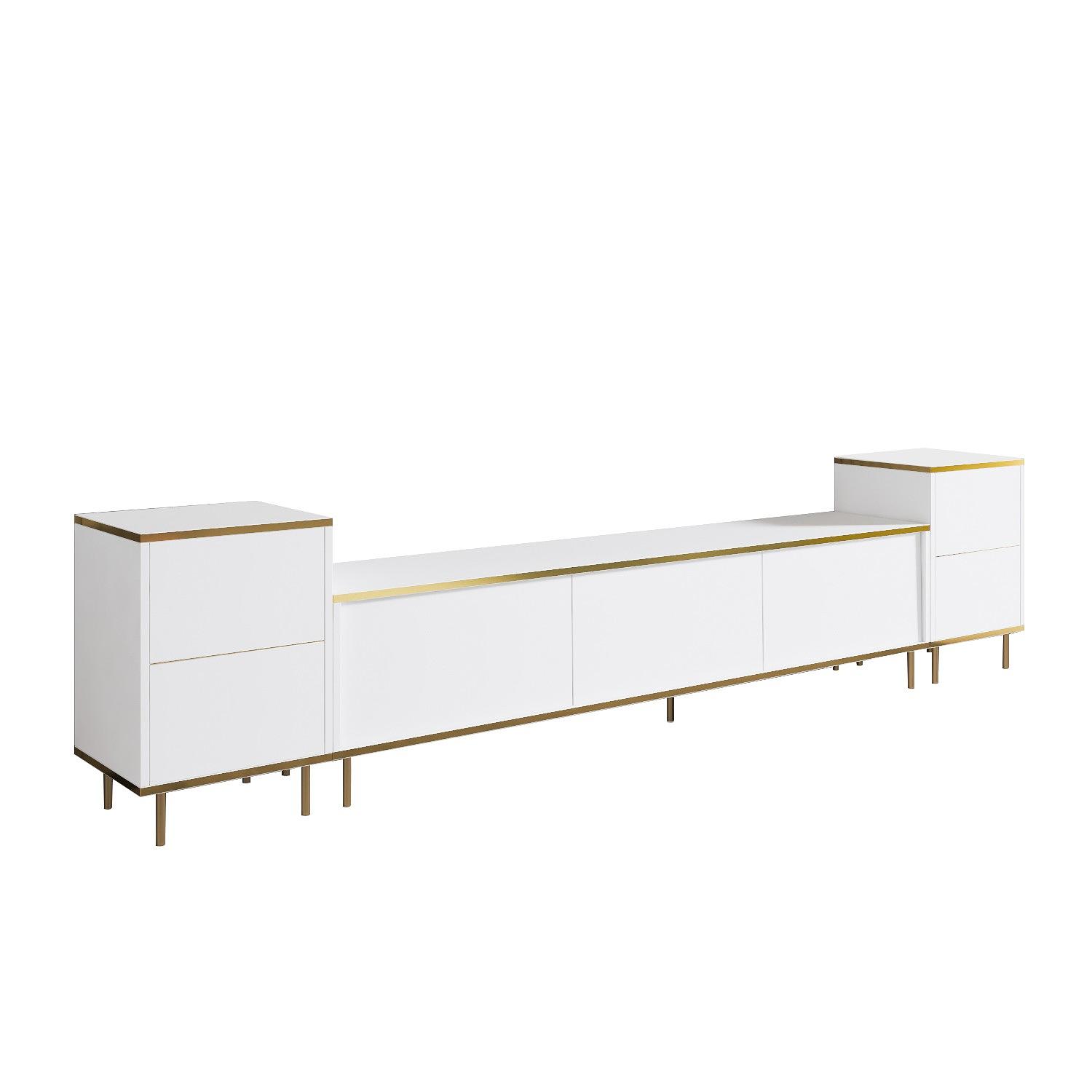Imaj TV-Schrank Holzfurnier Weiß Gold 0