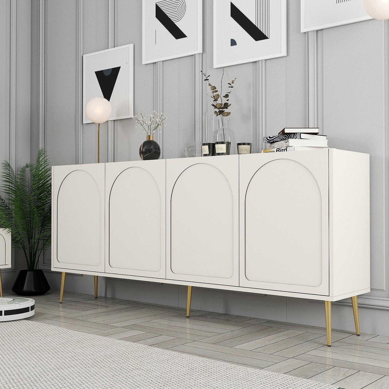 Lyon 80 Console Walnut Cream Gold 3
