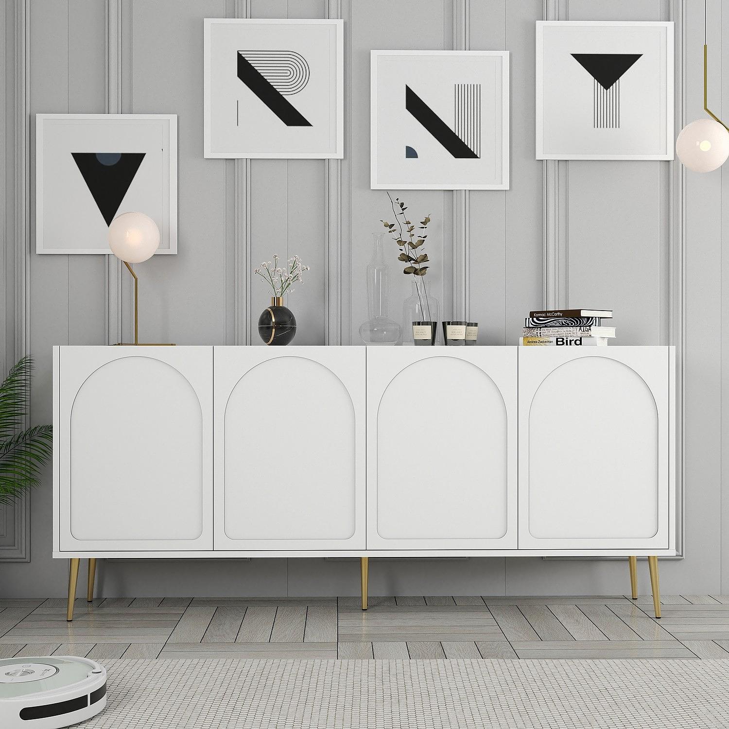 Lyon 80 Console White Gold Wood Veneer 1