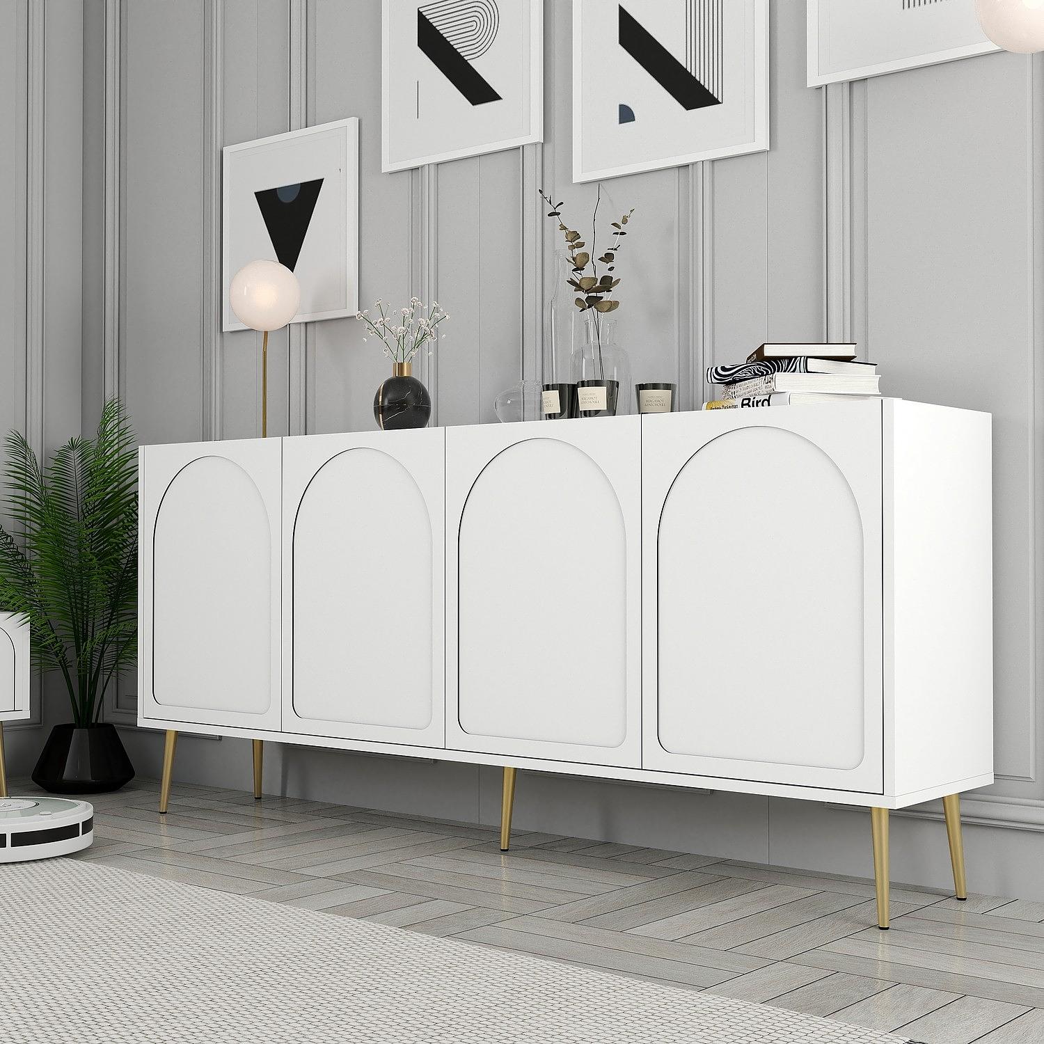 Lyon 80 Console White Gold Wood Veneer 3