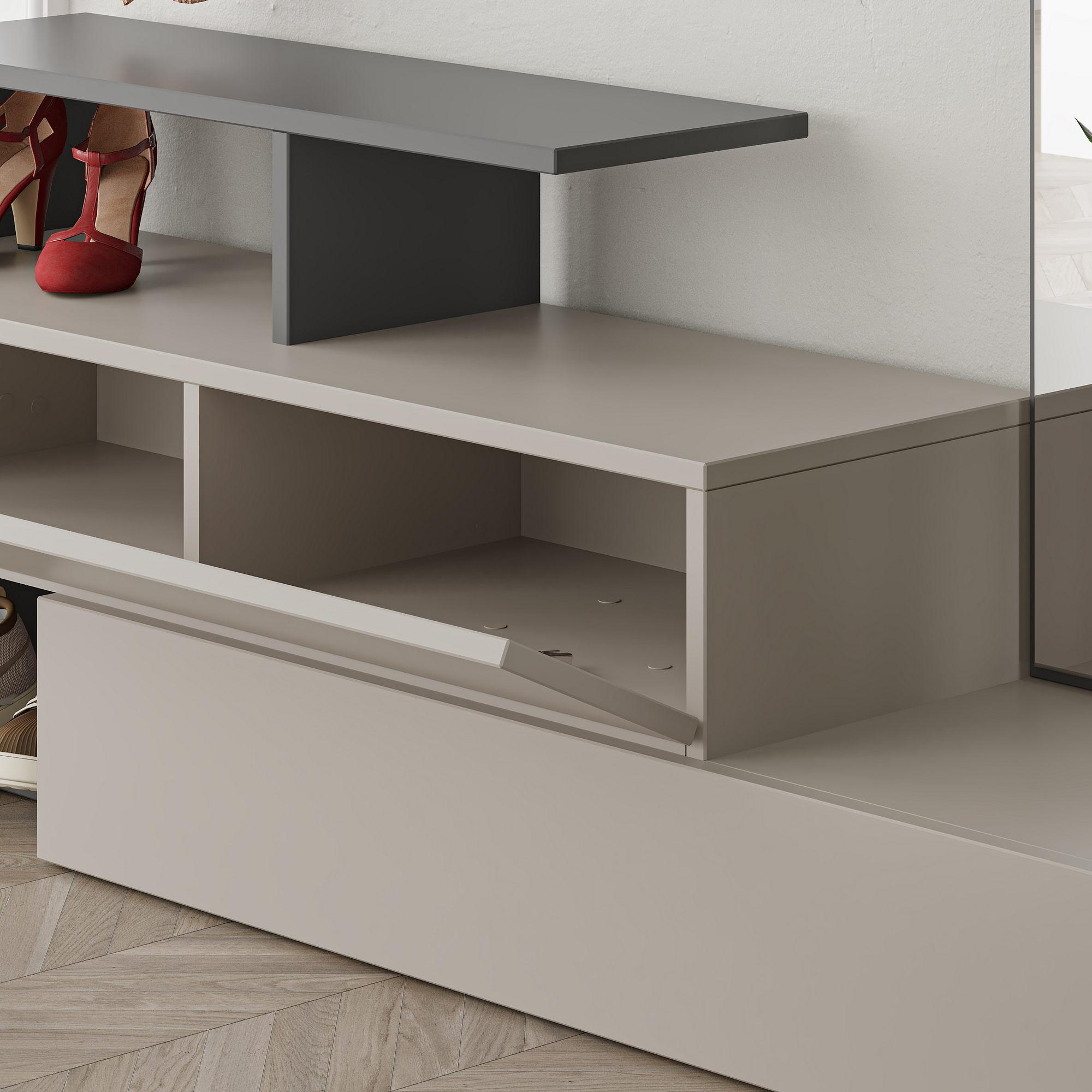 Ramda Wardrobe Wood Veneer Light Mocha Anthracite 4