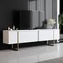 Luxury living room furniture set wood veneer white gold 5