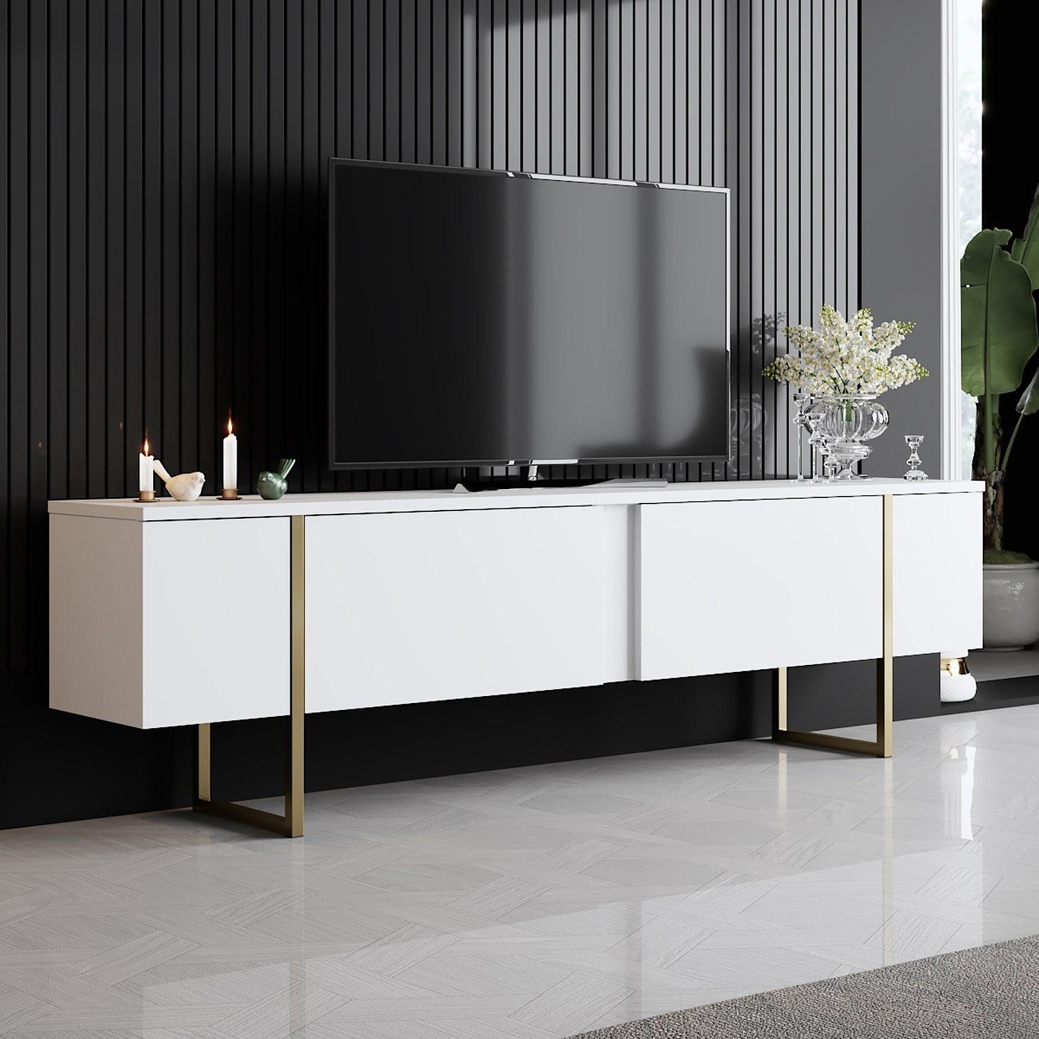 Luxury living room furniture set wood veneer white gold 5