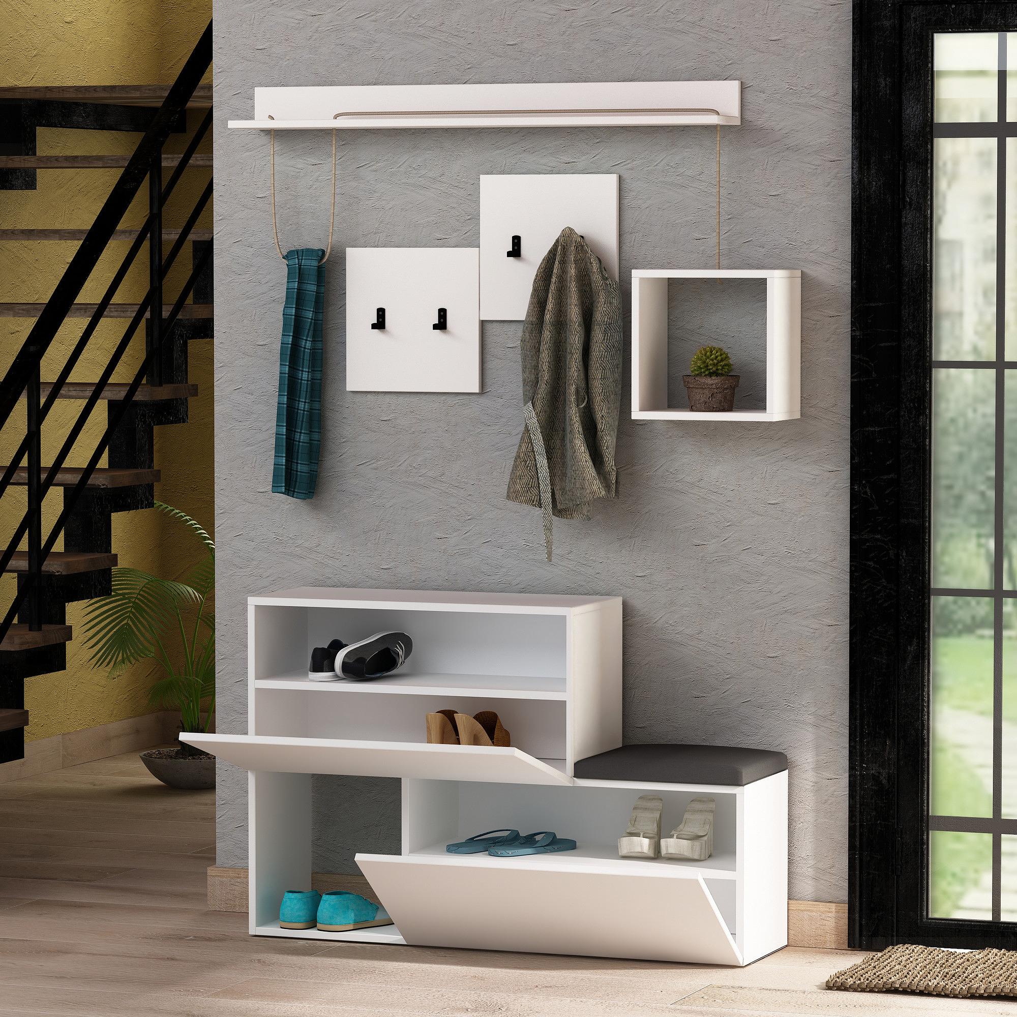 Holdon Appendiabiti in legno impiallacciato bianco 2