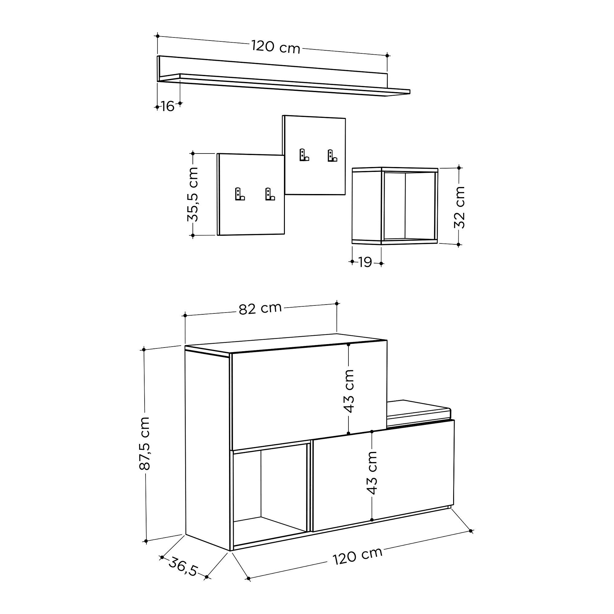 Holdon Appendiabiti in legno impiallacciato bianco 4