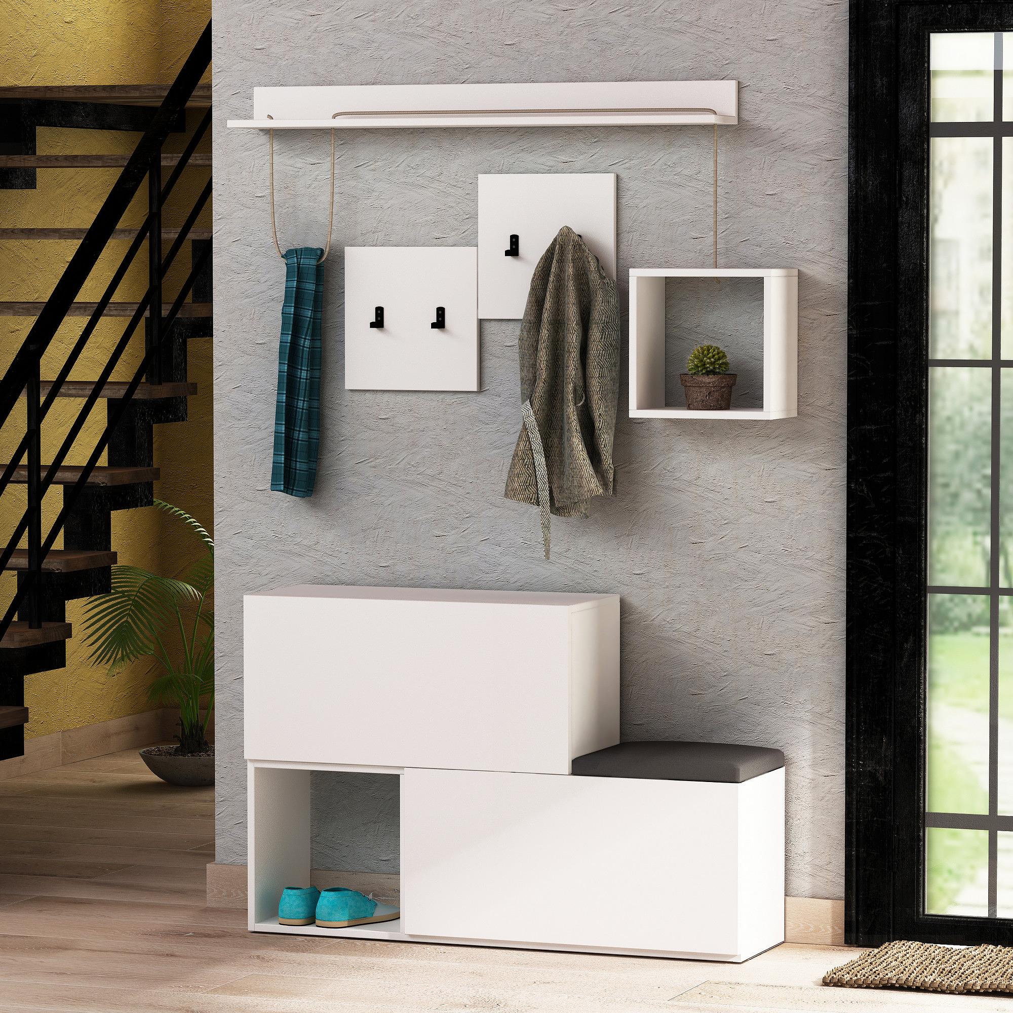 Holdon Appendiabiti in legno impiallacciato bianco 1
