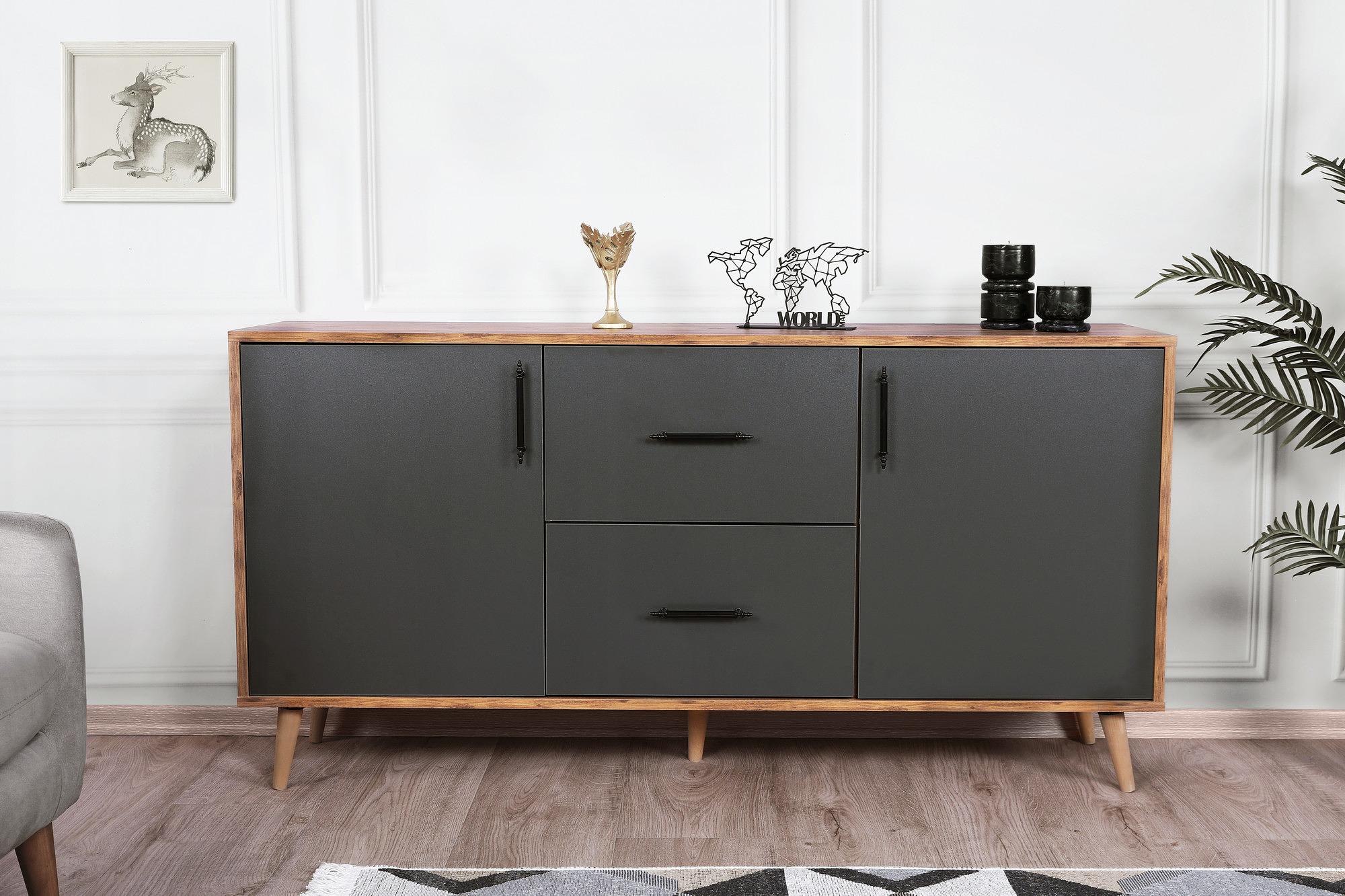 Cordoba Konsole Holzfurnier Anthrazit 1