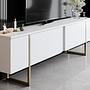 Luxury living room furniture set wood veneer white gold 6