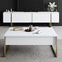 Luxe Wohnzimmermöbel-Set Holzfurnier Weiß Gold 2