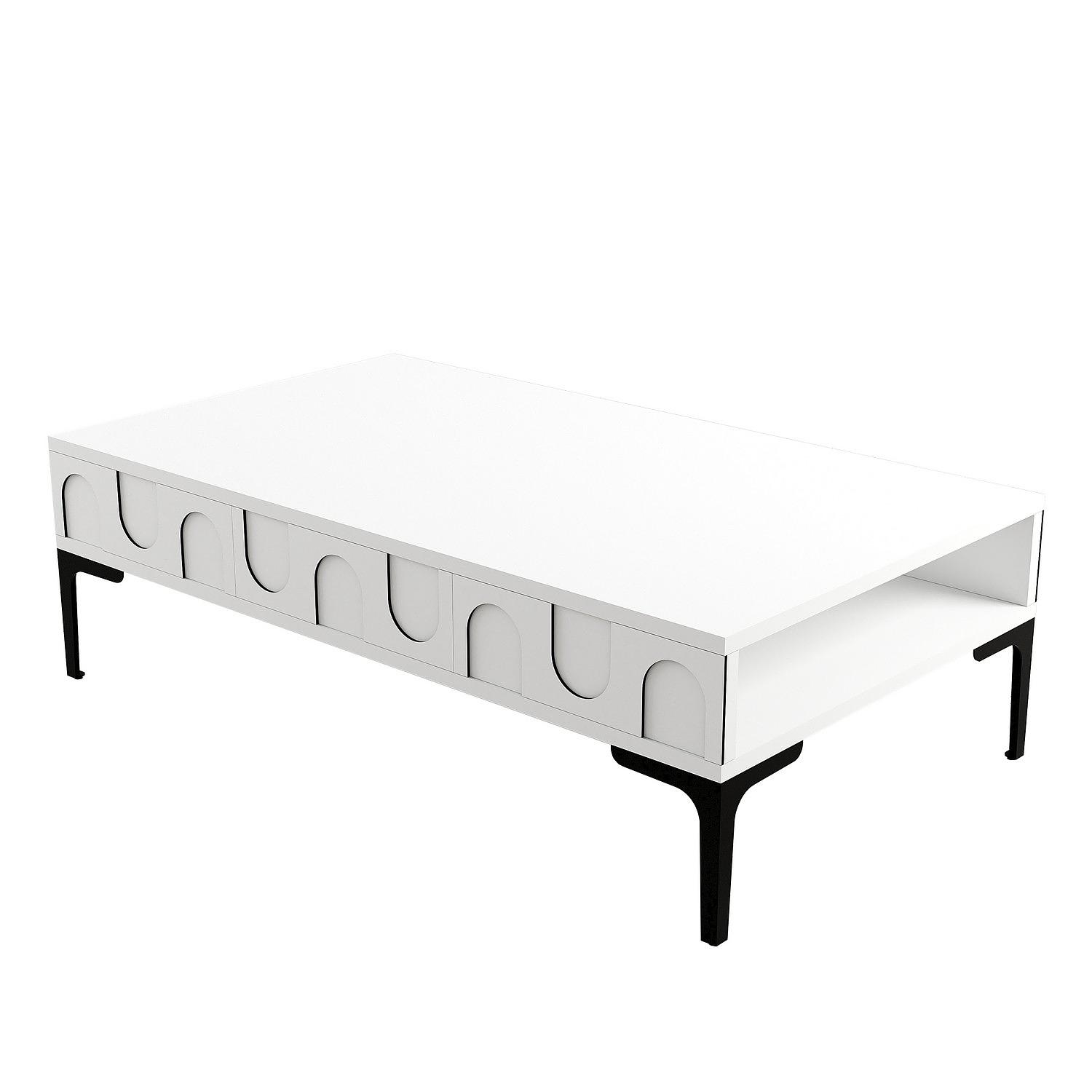 Lyon 32 Couchtisch Holzfurnier Weiß Schwarz 0