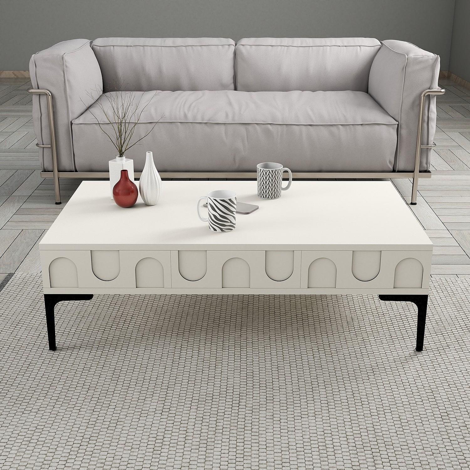 Lyon 32 Coffee table Wood veneer Cream Black 2