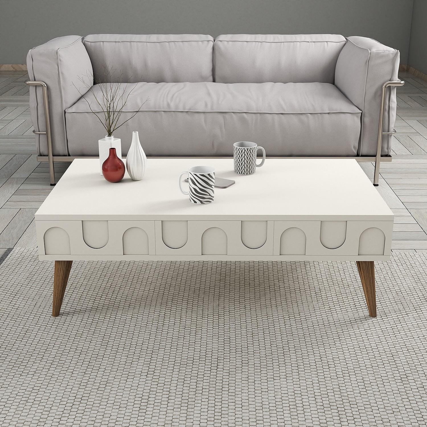 Lyon 34 Coffee table Wood veneer Cream 2