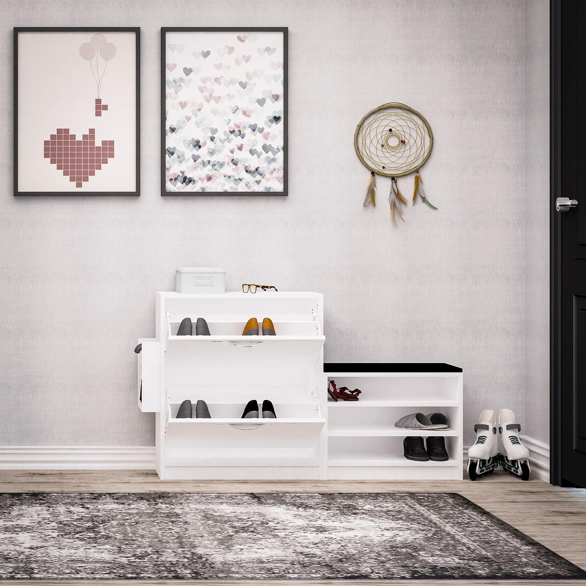 Trend Shoe cabinet Wood veneer White 3