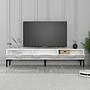 Lyon 42 TV cabinet Wood veneer White Black 2