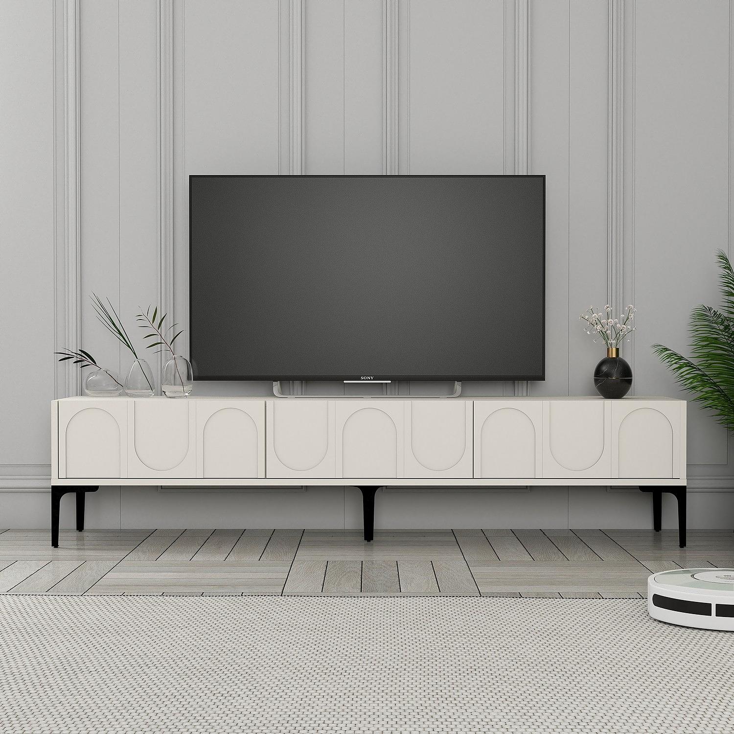 Lyon 42 TV cabinet wood veneer cream black 1