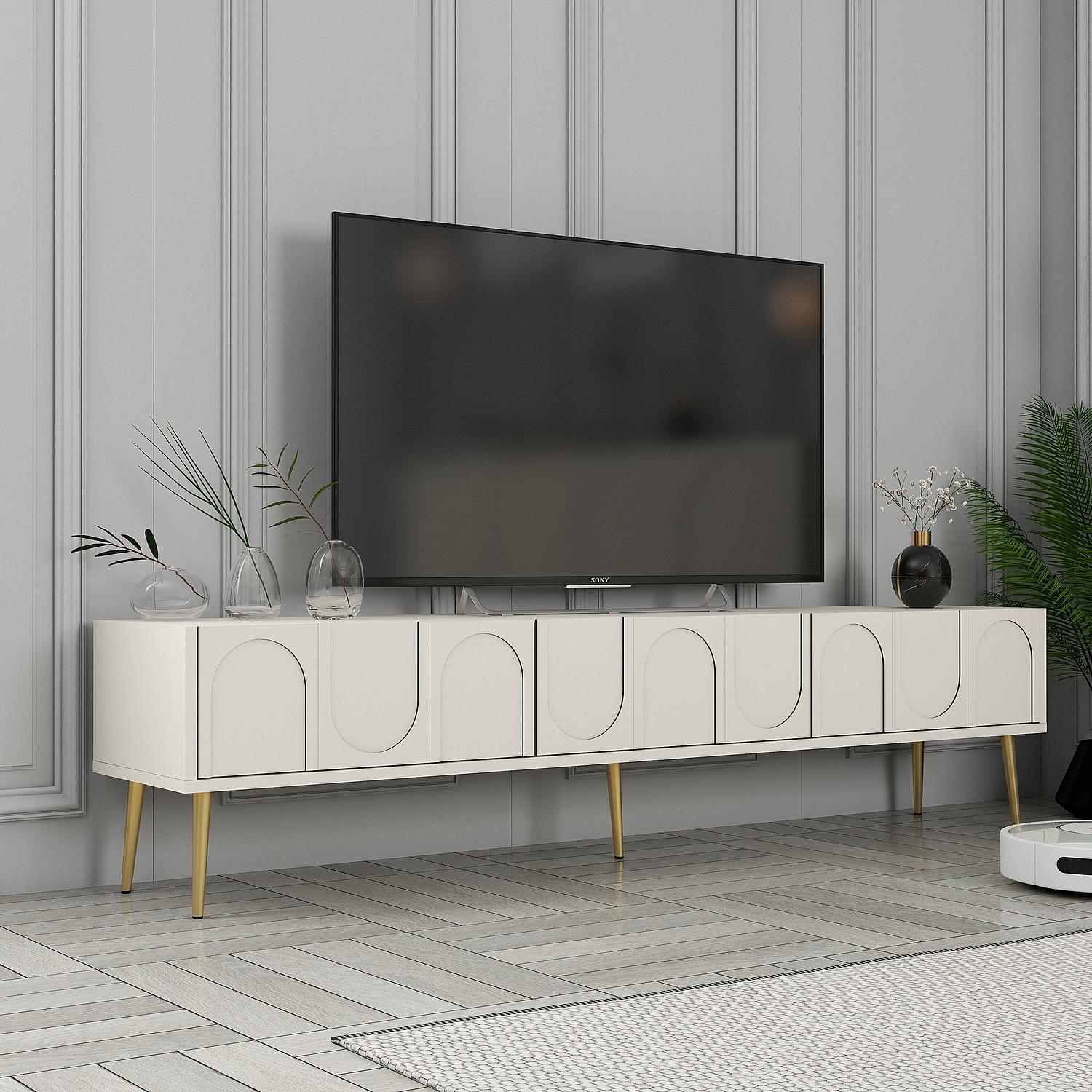 Lyon 43 TV cabinet wood veneer cream gold 1
