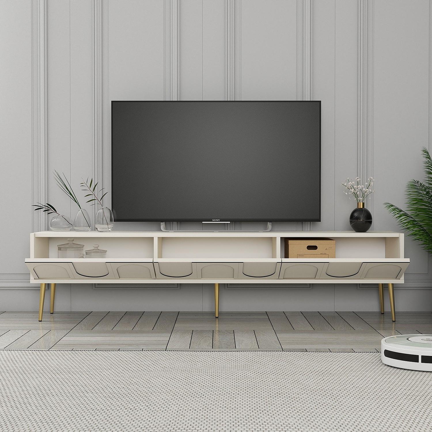 Lyon 43 TV cabinet wood veneer cream gold 3