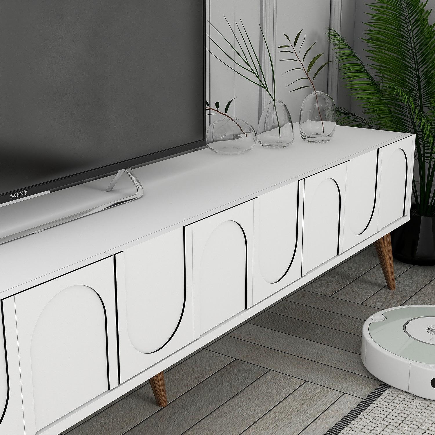 Lyon 44 TV cabinet Wood veneer White 4