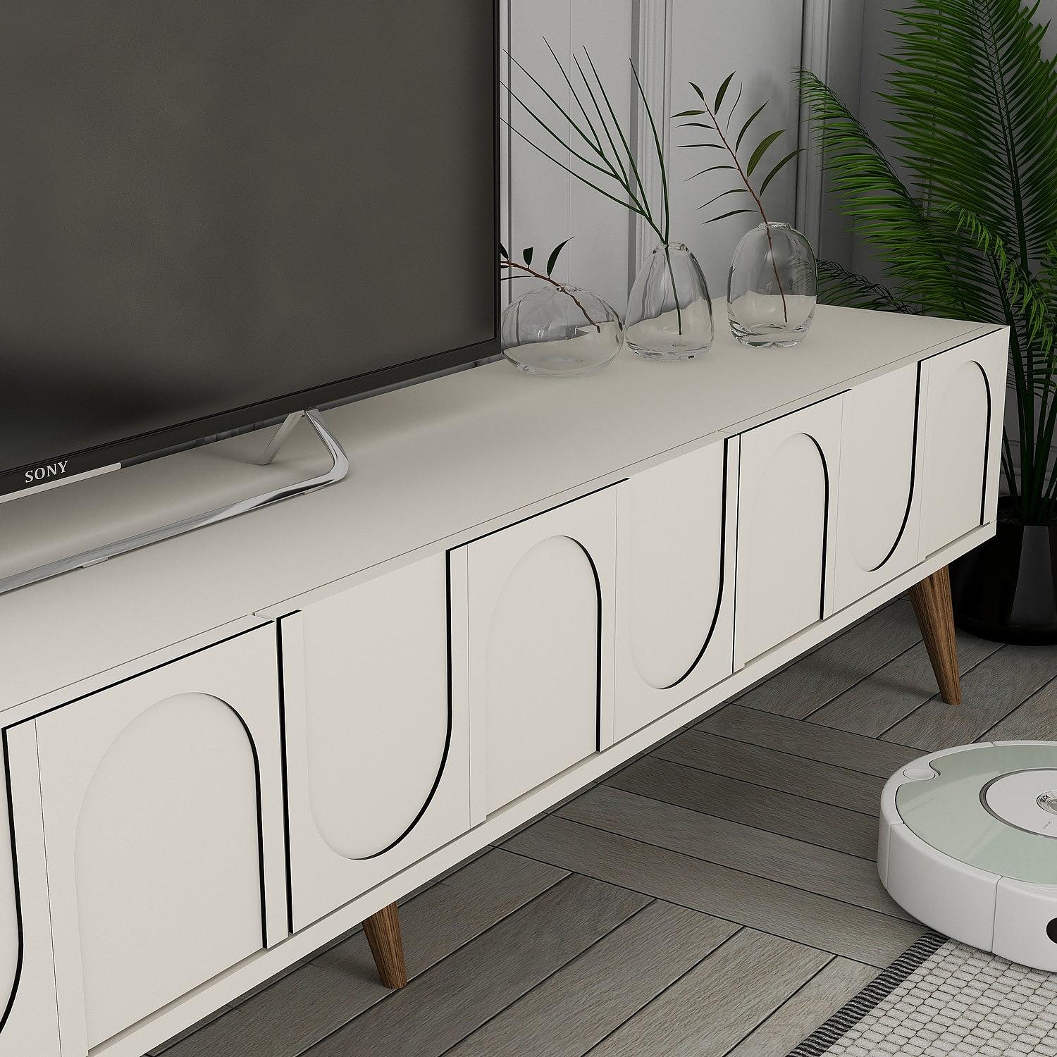 Lyon 44 TV cabinet Wood veneer Cream 4