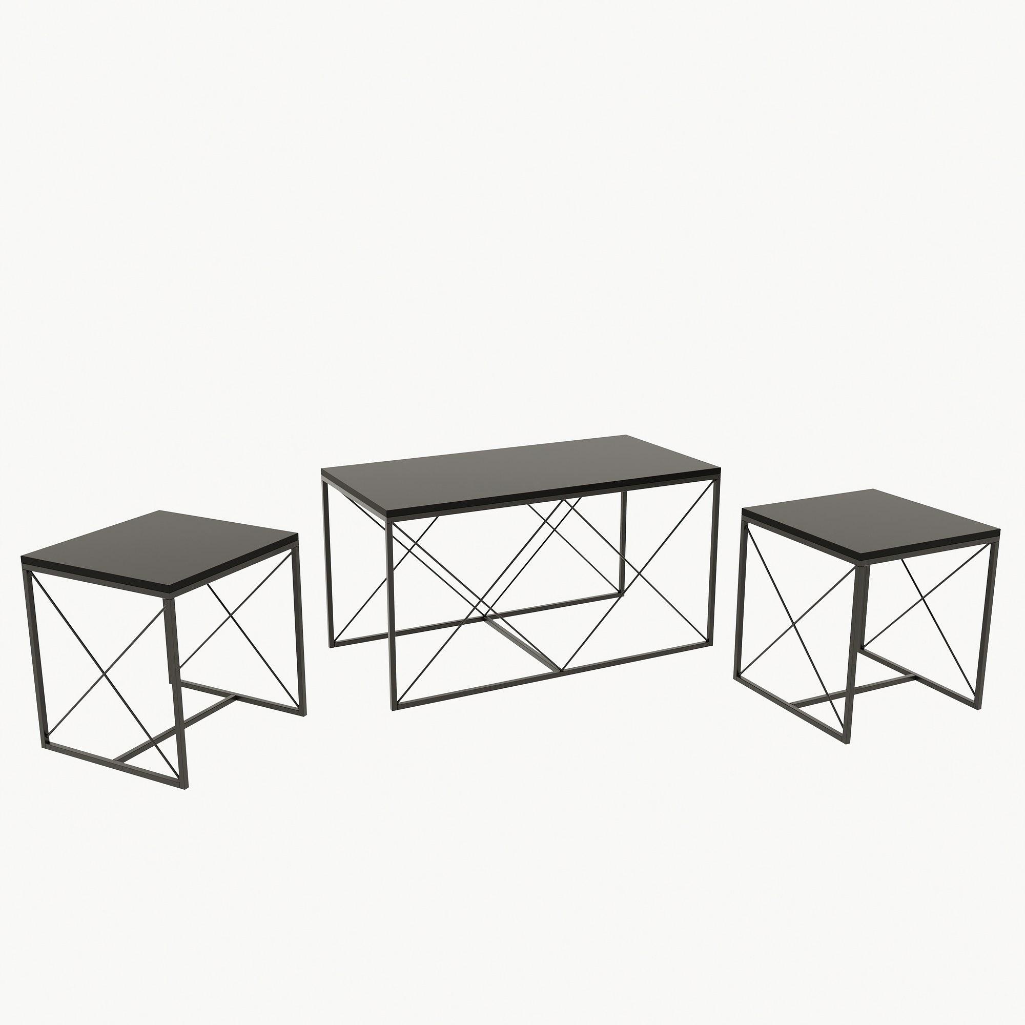 Defne Coffee Table Set Wood Veneer Anthracite Black 4