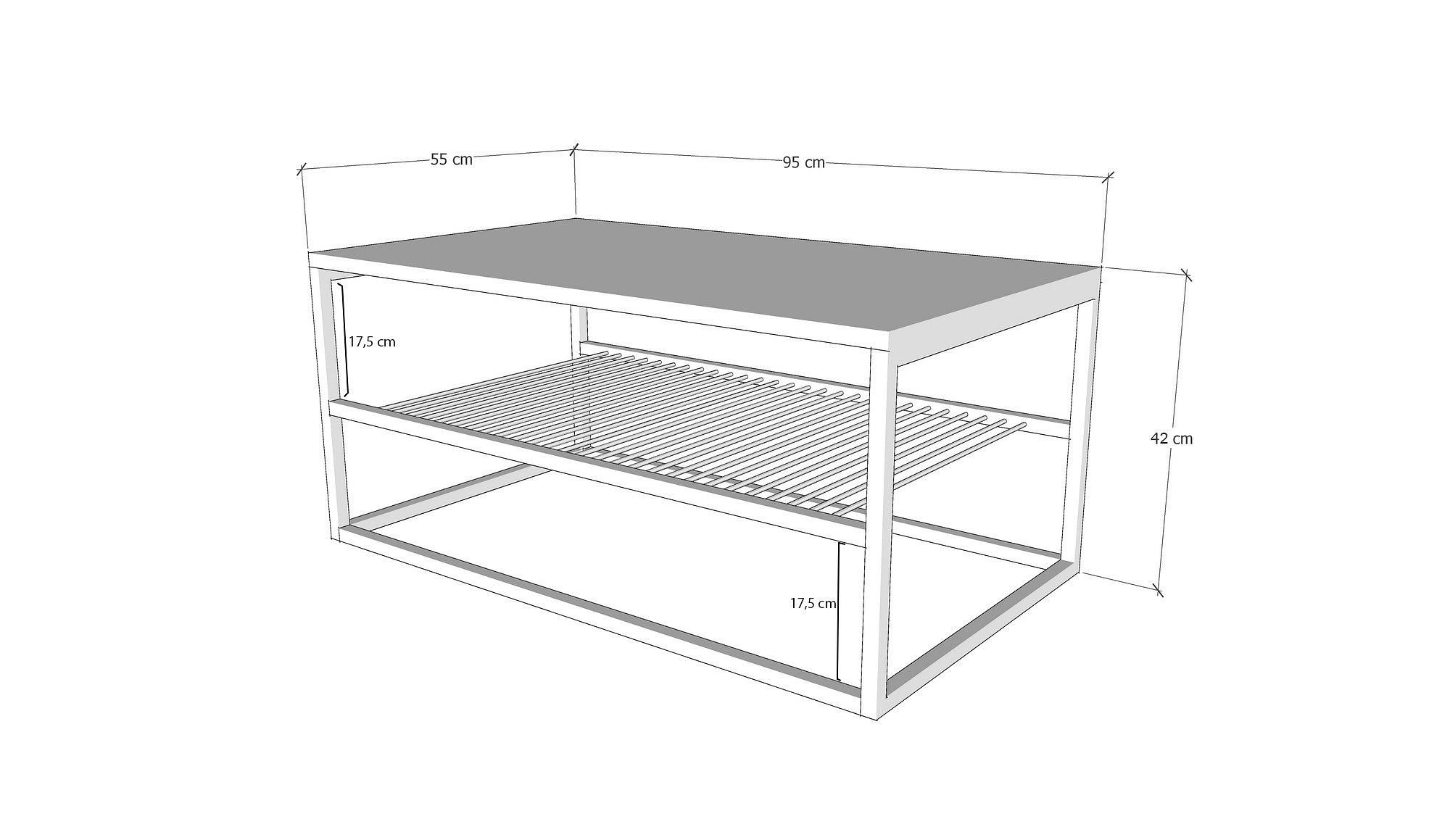 Asude Couchtisch Holzfurnier Weiß Schwarz 9