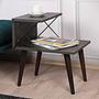 Cross Nightstand Wood Veneer Dark Brown 2