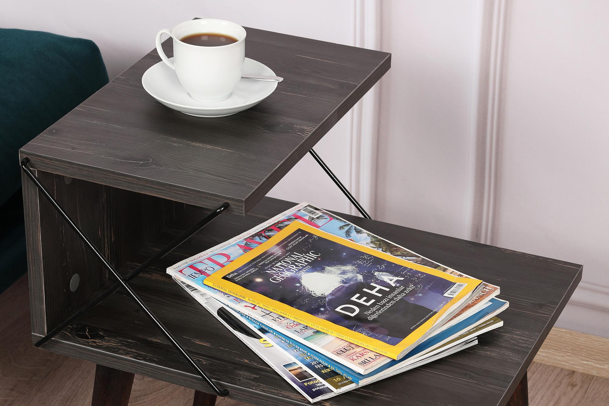 Cross Nightstand Wood Veneer Dark Brown 4