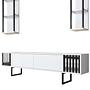 Chrome Line TV cabinet Wood veneer White Black 6