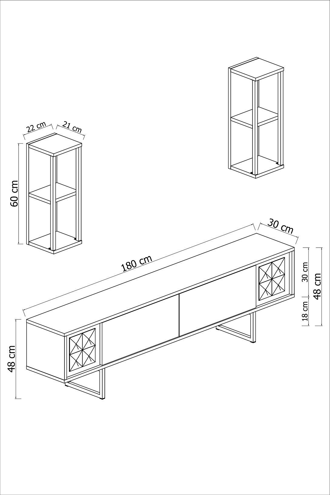 Chrome Line TV-Schrank Holzfurnier Weiß Schwarz 9
