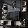 Chrome Line TV cabinet Wood veneer Black 3