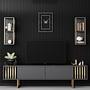 Gold Line TV cabinet Wood veneer Anthracite Black 2