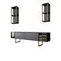 Gold Line TV cabinet Wood veneer Anthracite Black 0