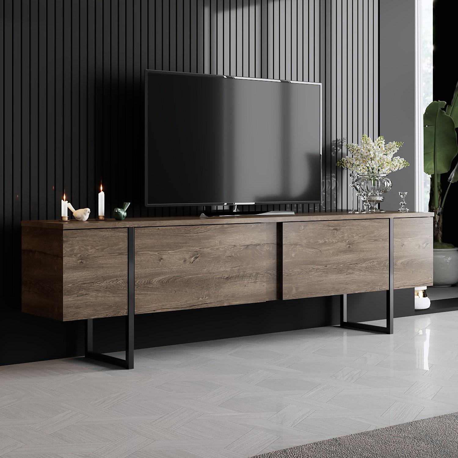 Luxe Lowboard Holzfurnier Schwarz 1