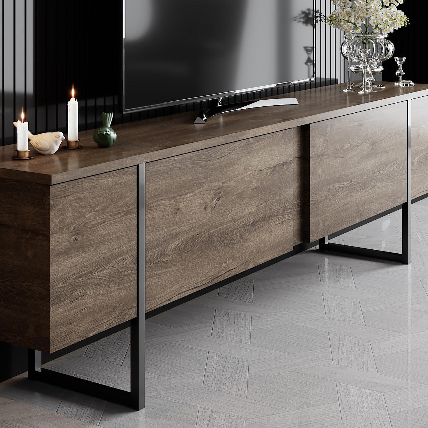 Luxe Lowboard Holzfurnier Schwarz 3