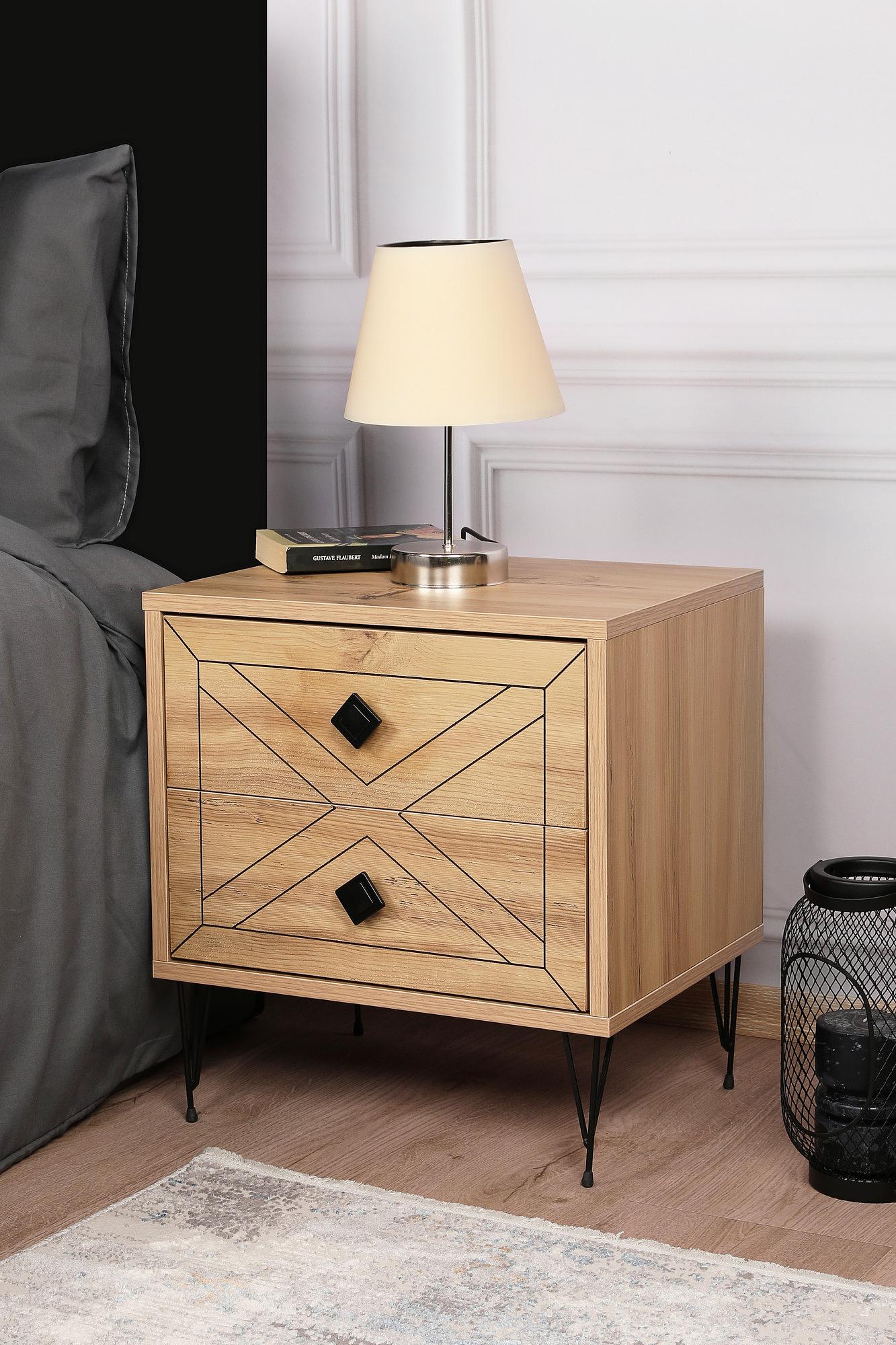 Luna Nachttisch Holzfurnier 2