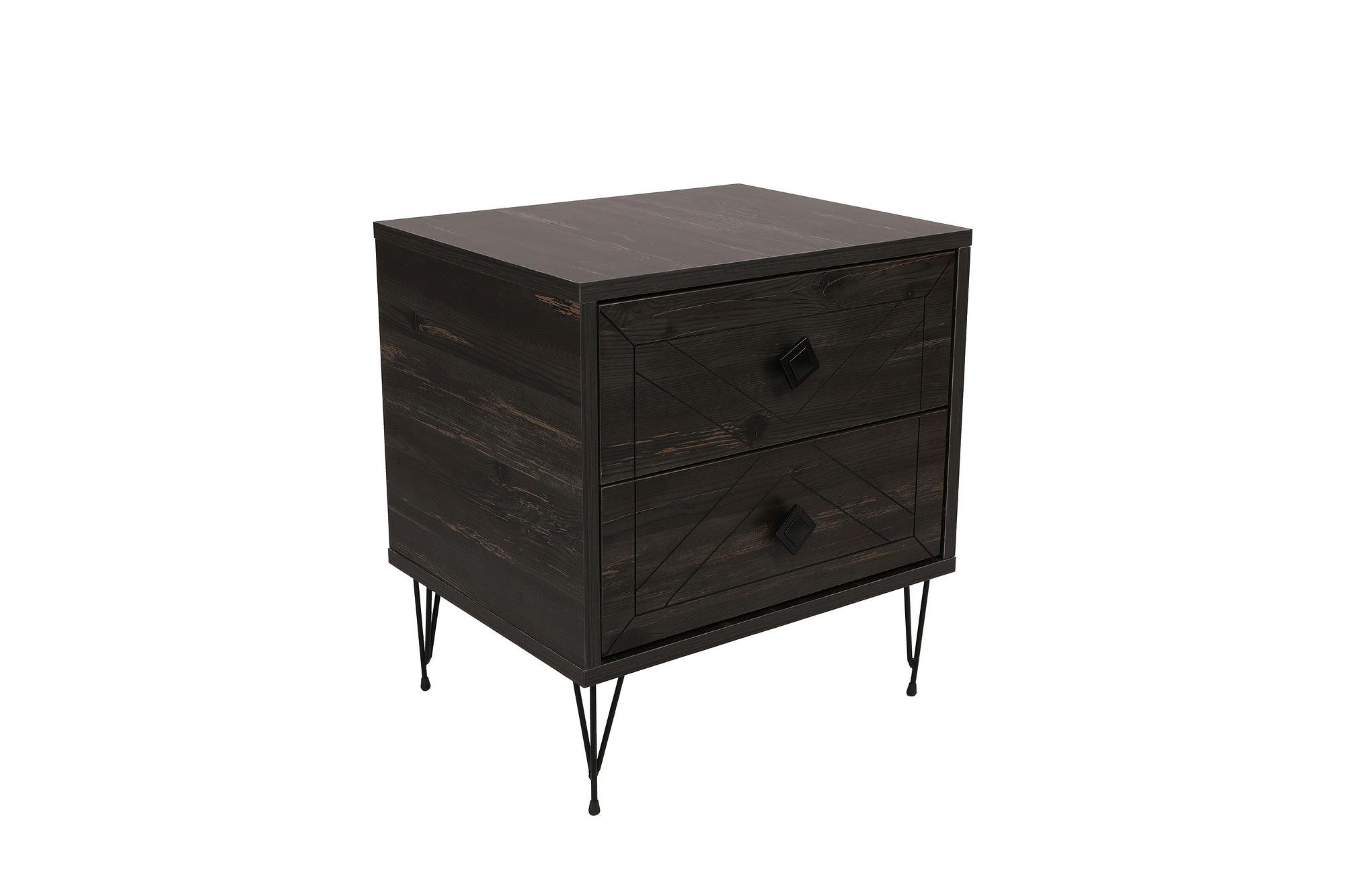 Luna Nightstand Wood Veneer Dark Brown 7