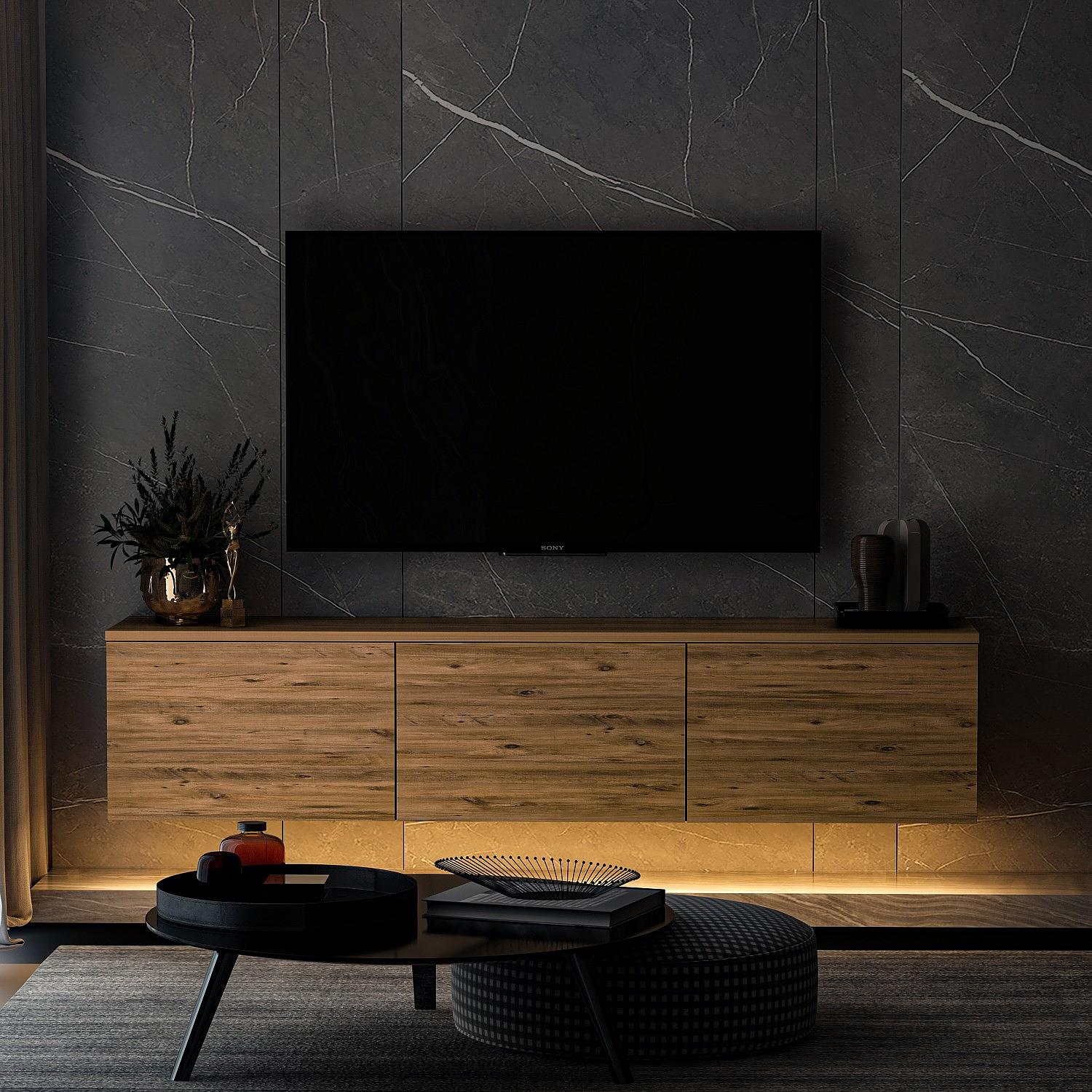 Neon Illuminated Lowboard Wood veneer 3