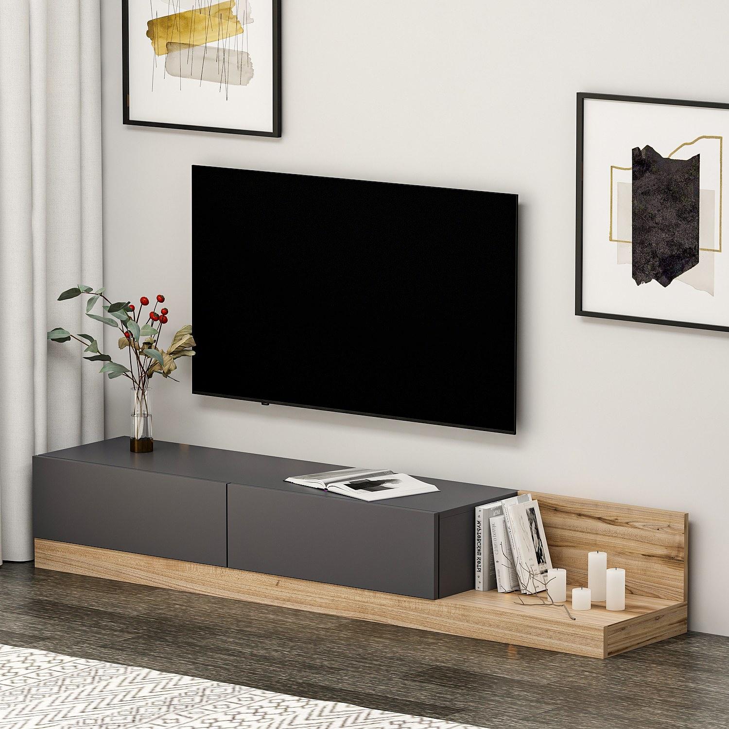 Majör Lowboard Holzfurnier Anthrazit 2