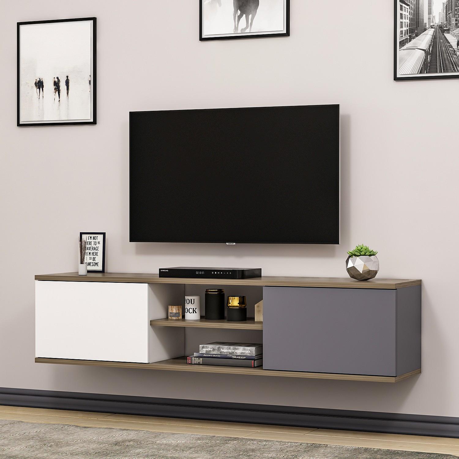 Ayze Lowboard Wood Veneer Anthracite White 3