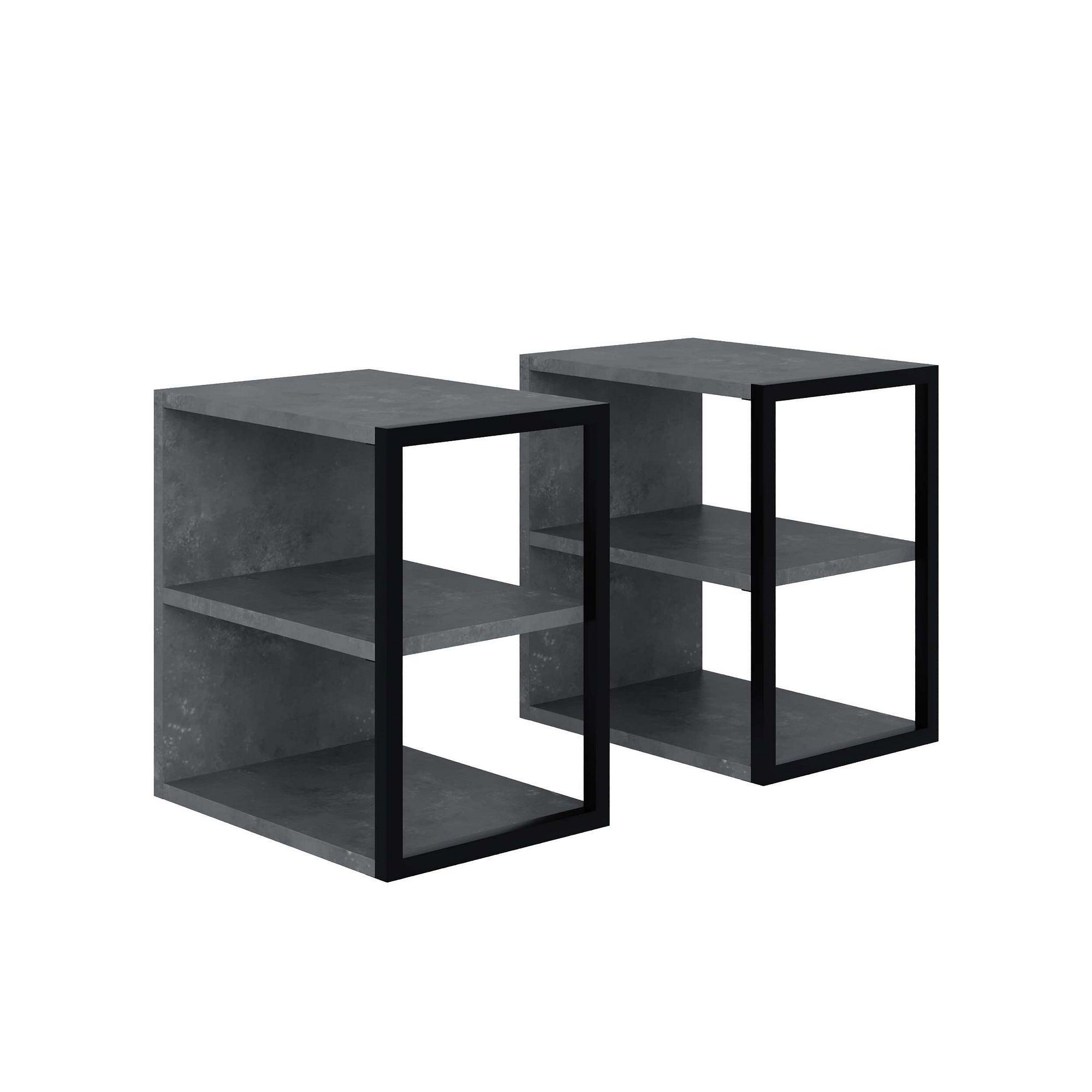 Echo Side Table Set Wood Veneer Retro Grey 4
