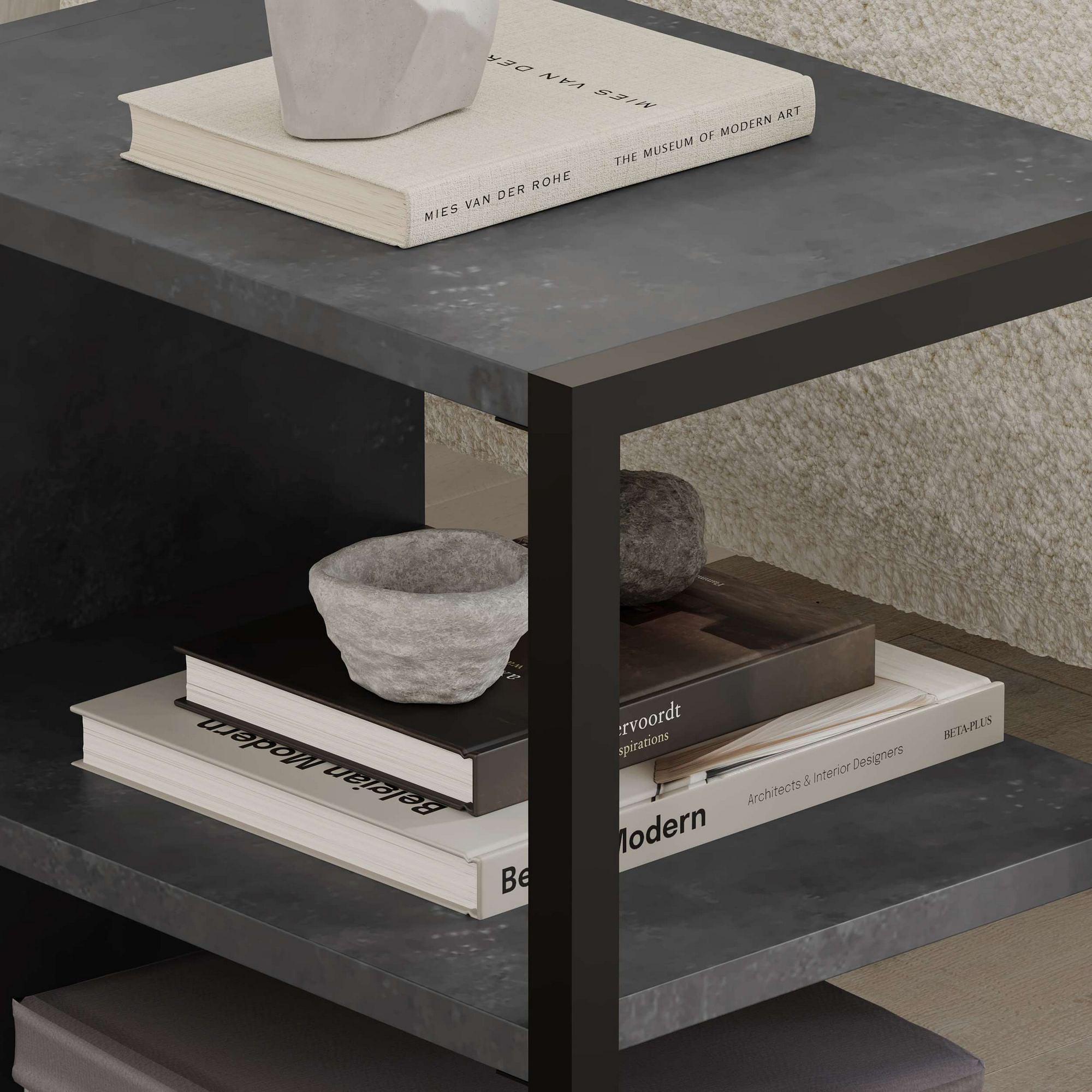 Echo Side Table Set Wood Veneer Retro Grey 3