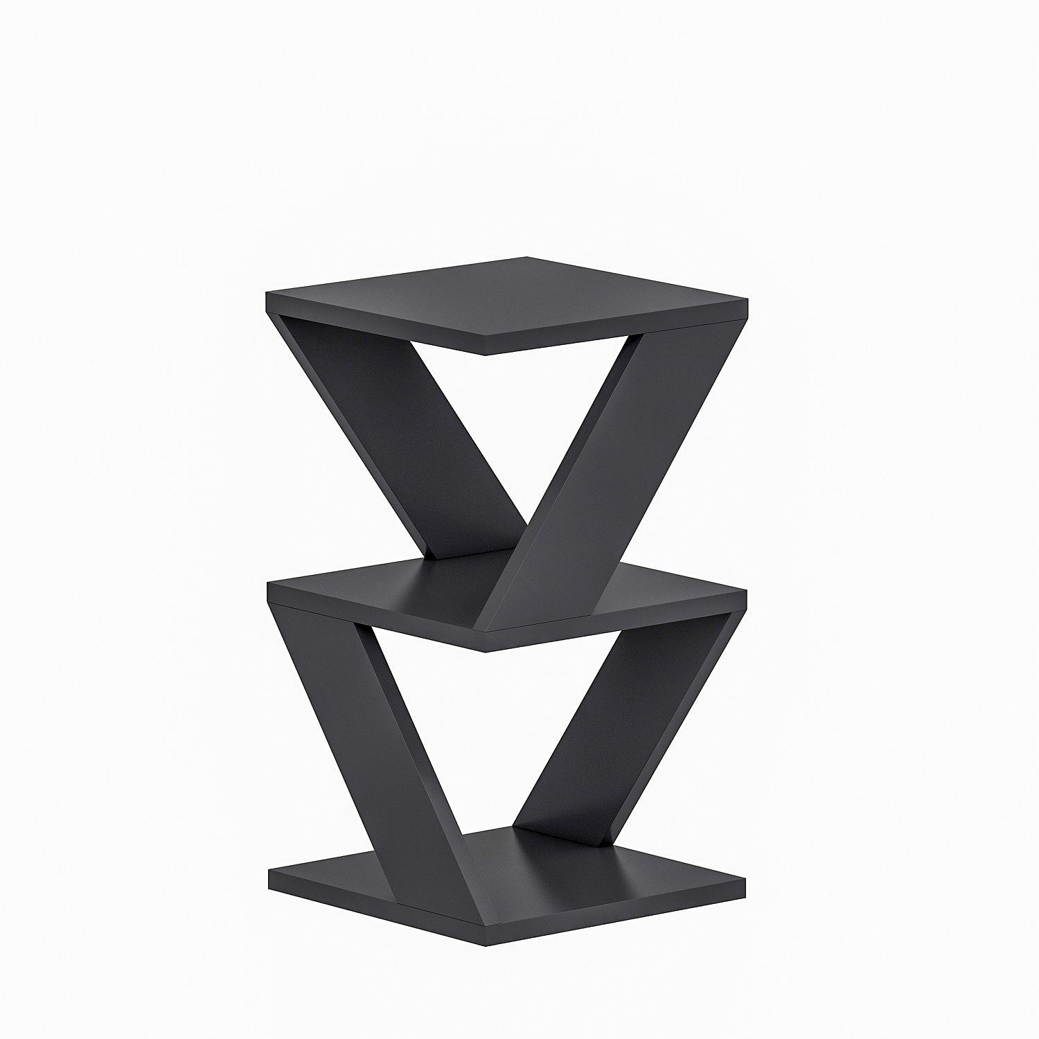 Albeni Side Table Wood Veneer Anthracite 0