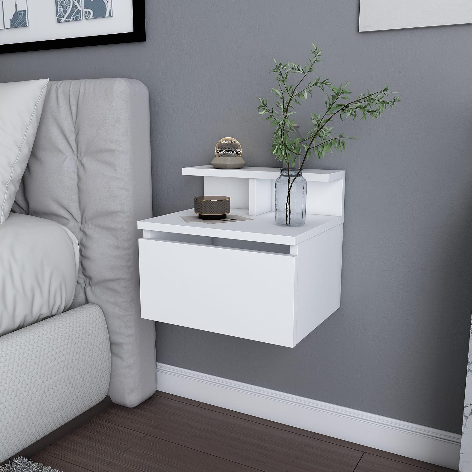 Alice Bedside Table Wood Veneer White 2